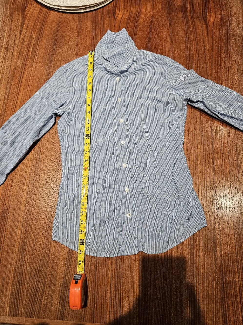 Façonnable Linen Blue Stripe Button-Up Shirt - Picture 7 of 10